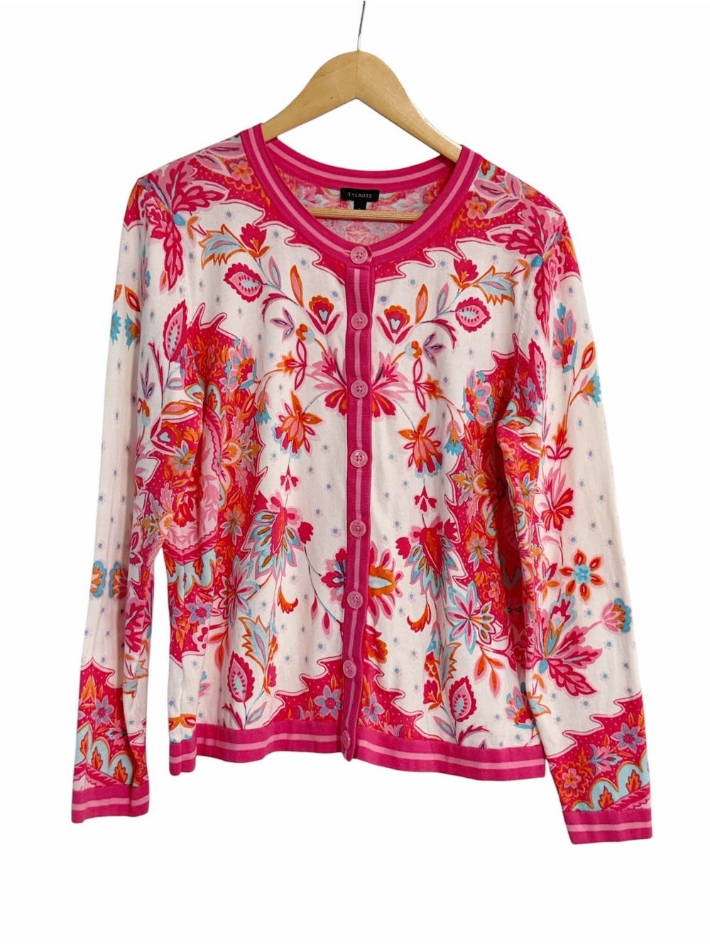 Talbots Charming Garden Cardigan Lightweight Sweater Paradise Garden Size Large